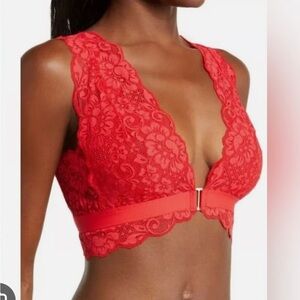 We Are HAH Free People Siren Red Lace Bralette Size Medium.